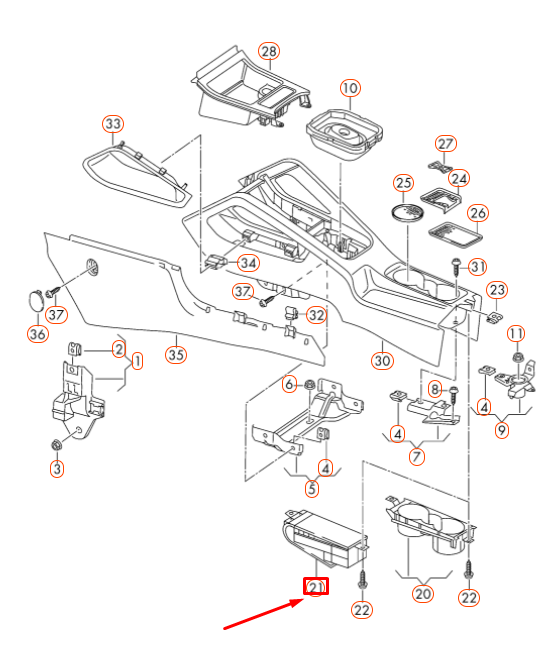 new volkswagen scirocco mk3 front interior drinks holder 1k0862531a82v original