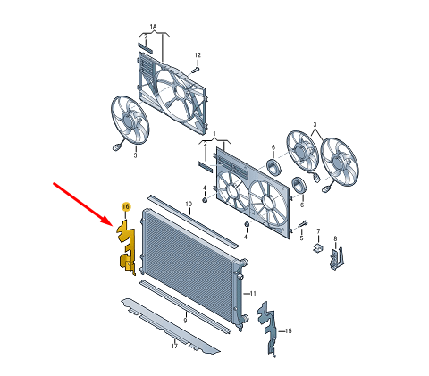 NEW VOLKSWAGEN JETTA MK6 A6 RIGHT RADIATOR AIR GUIDE 5C6121284G ORIGINAL