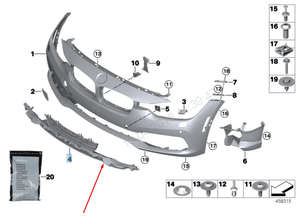 NEW BMW 3 F31 FRONT BUMPER LOWER GRILLE 51117386153 7386153 2016 ORIGINAL