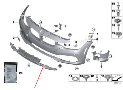 NEW BMW 3 F31 FRONT BUMPER LOWER GRILLE 51117386153 7386153 2016 ORIGINAL