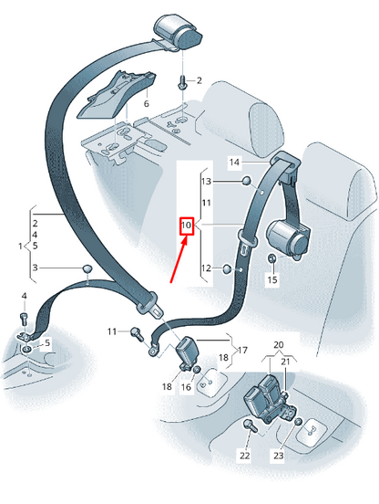 new audi q3 8u rear center seatbelt 8u0857807b v04 8u0857807bv04 original