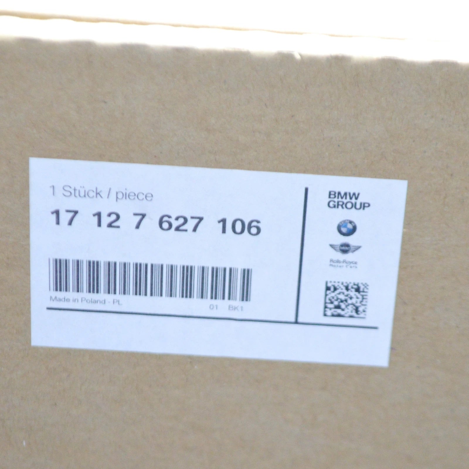 NEW BMW 3 F30 RADIATOR COOLANT HOSE 17127627106 7627106 ORIGINAL