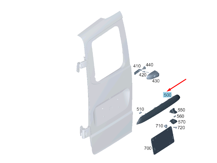 new mercedes-benz vito w447 rear end door handle strip a44774000939051 original