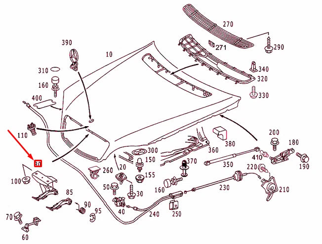 NEW MERCEDES-BENZ S W220 ENGINE HOOD LATCH STRIKER PLATE A2208800464 ORIGINAL