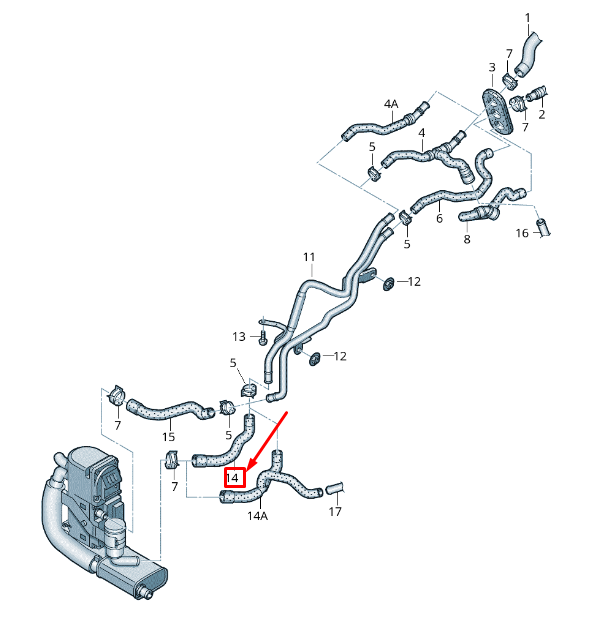 new audi a8 4h engine coolant hose 4h0265387d original