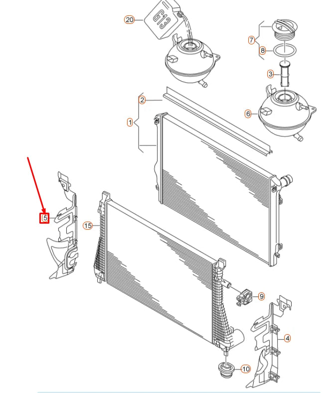 NEW VOLKSWAGEN BEETLE A5 RADIATOR RIGHT AIR GUIDE 5C5121284B ORIGINAL