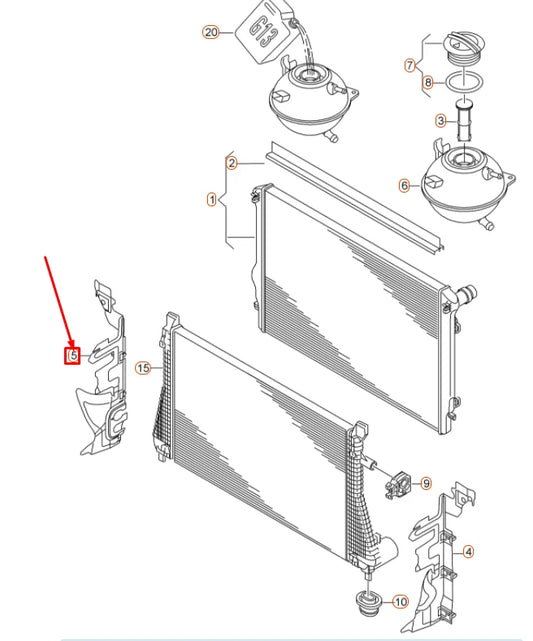 NEW VOLKSWAGEN BEETLE A5 RADIATOR RIGHT AIR GUIDE 5C5121284B ORIGINAL