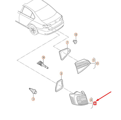 NEW VOLKSWAGEN JETTA A6 REAR RIGHT OUTER LED TAILLIGHT 5C6945208D ORIGINAL