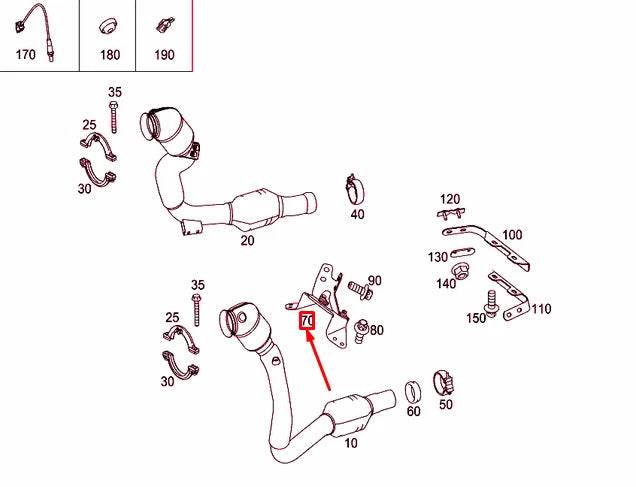 NEW MERCEDES-BENZ AMG GT C190 EXHAUST SYSTEM BRACKET A1774900200 ORIGINAL