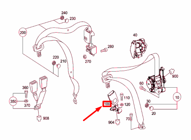 NEW MERCEDES-BENZ C W204 REAR LEFT SEAT BUCKLE A2048602769 ORIGINAL