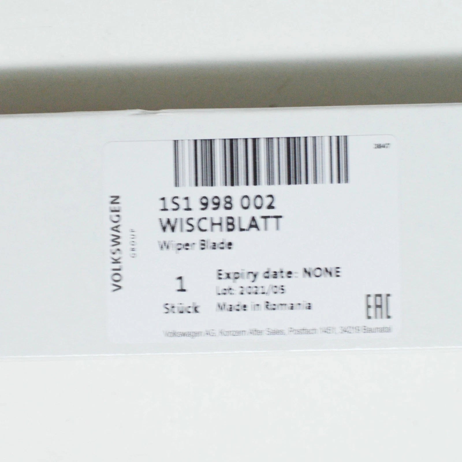 NEW VOLKSWAGEN UP FRONT WIPER BLADE SET LHD 1S1998002