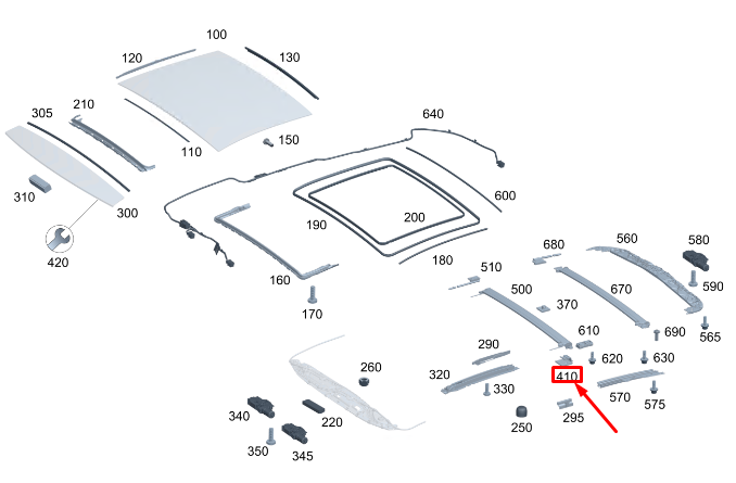 new mercedes-benz s w223 right sliding sunroof holder a0009750800 original