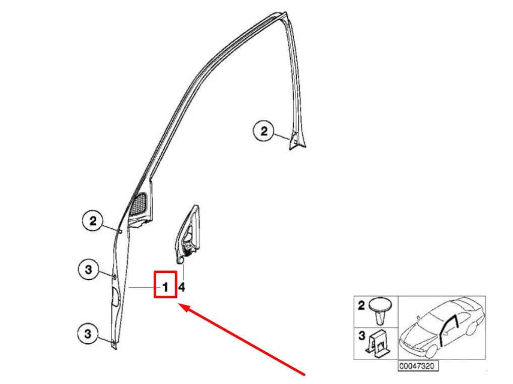 NEW BMW 3 E46 FRONT LEFT WINDOW FRAME WITH SPEAKER 51338234629 8234629 ORIGINAL