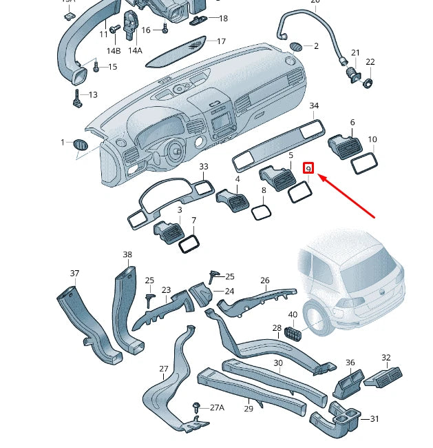 NEW VW TOUAREG 7P DASHBOARD RIGHT INNER AIR VENT TRIM RHD 7P2819577A3Q7