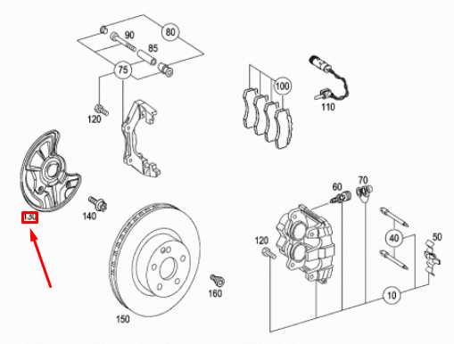 NEW MB S W220 FRONT LEFT WHEEL BRAKE PROTECTIVE PLATE A2204211320 ORIGINAL