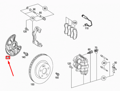 NEW MB S W220 FRONT LEFT WHEEL BRAKE PROTECTIVE PLATE A2204211320 ORIGINAL