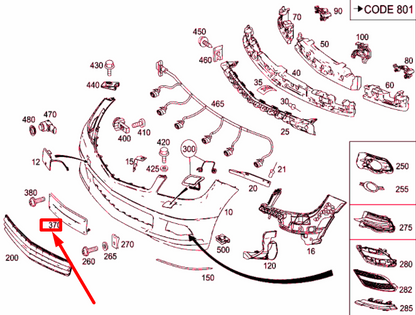 NEW MERCEDES-BENZ C W204 FRONT LICENCE PLATE MOLDING A2048172878 ORIGINAL
