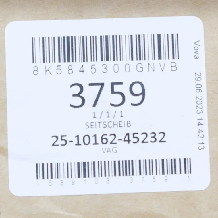 NEW AUDI A4 B8 REAR RIGHT DOOR QUARTER WINDOW 8K5845300GNVB ORIGINAL