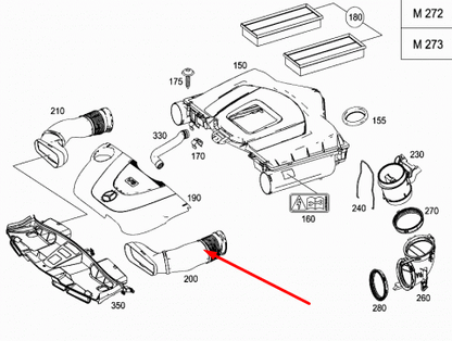 NEW MB E-CLASS W212 LEFT AIR INTAKE HOSE A2720903582 3.5 PETROL ORIGINAL