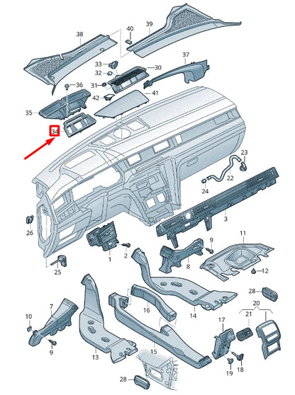NEW VW ARTEON 3H7 DASHBOARD VENT INTERMEDIATE PIECE LHD 3G1819241B