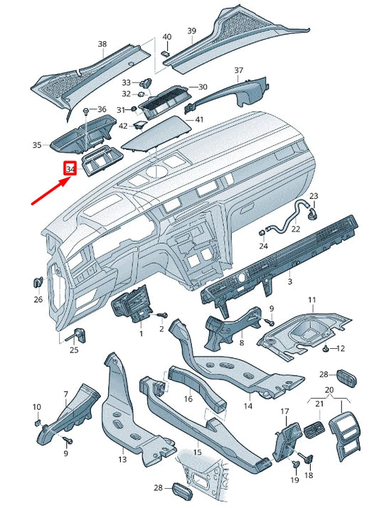 NEW VW ARTEON 3H7 DASHBOARD VENT INTERMEDIATE PIECE LHD 3G1819241B
