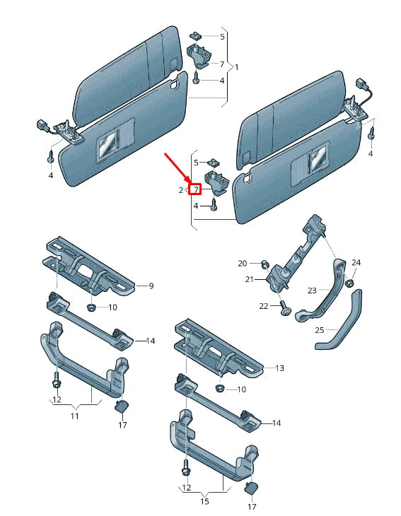 NEW AUDI Q7 4L RIGHT INNER SUN PROTECTION HOLDER 4L085956295T ORIGINAL