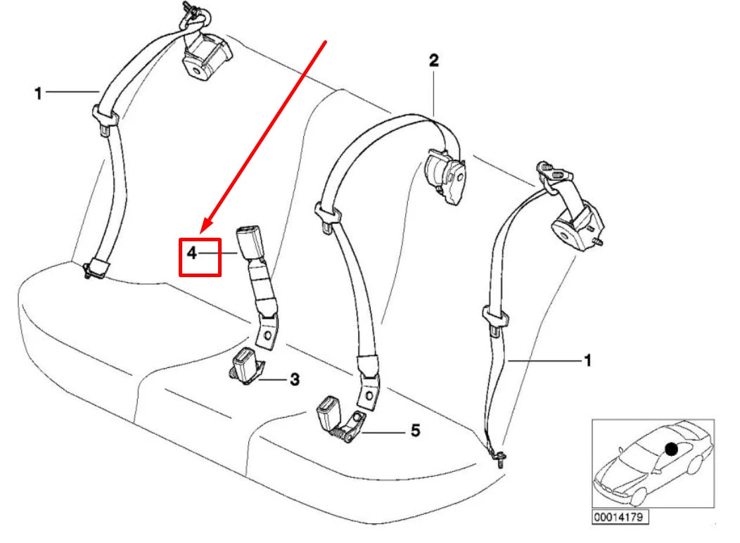 NEW BMW 5 E39 REAR MIDDLE SEATBELT 8209836 72118209836 ORIGINAL