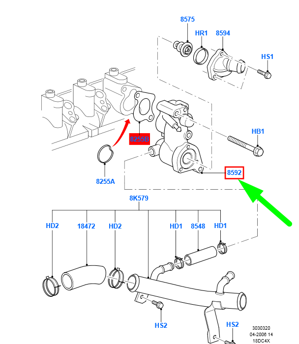 new ford c-max mk1 thermostat housing water outlet connection 1198060 original