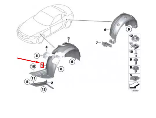 NEW BMW Z4 ROADSTER E89 FRONT LEFT HOUSING LINER FRONT PART 51777191029 ORIGINAL
