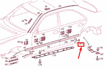 NEW MERCEDES-BENZ E W210 REAR RIGHT FENDER FRONT LEDGE A2106902862 ORIGINAL