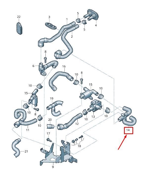 new audi a6 c7 engine coolant hose 4g0819350j original