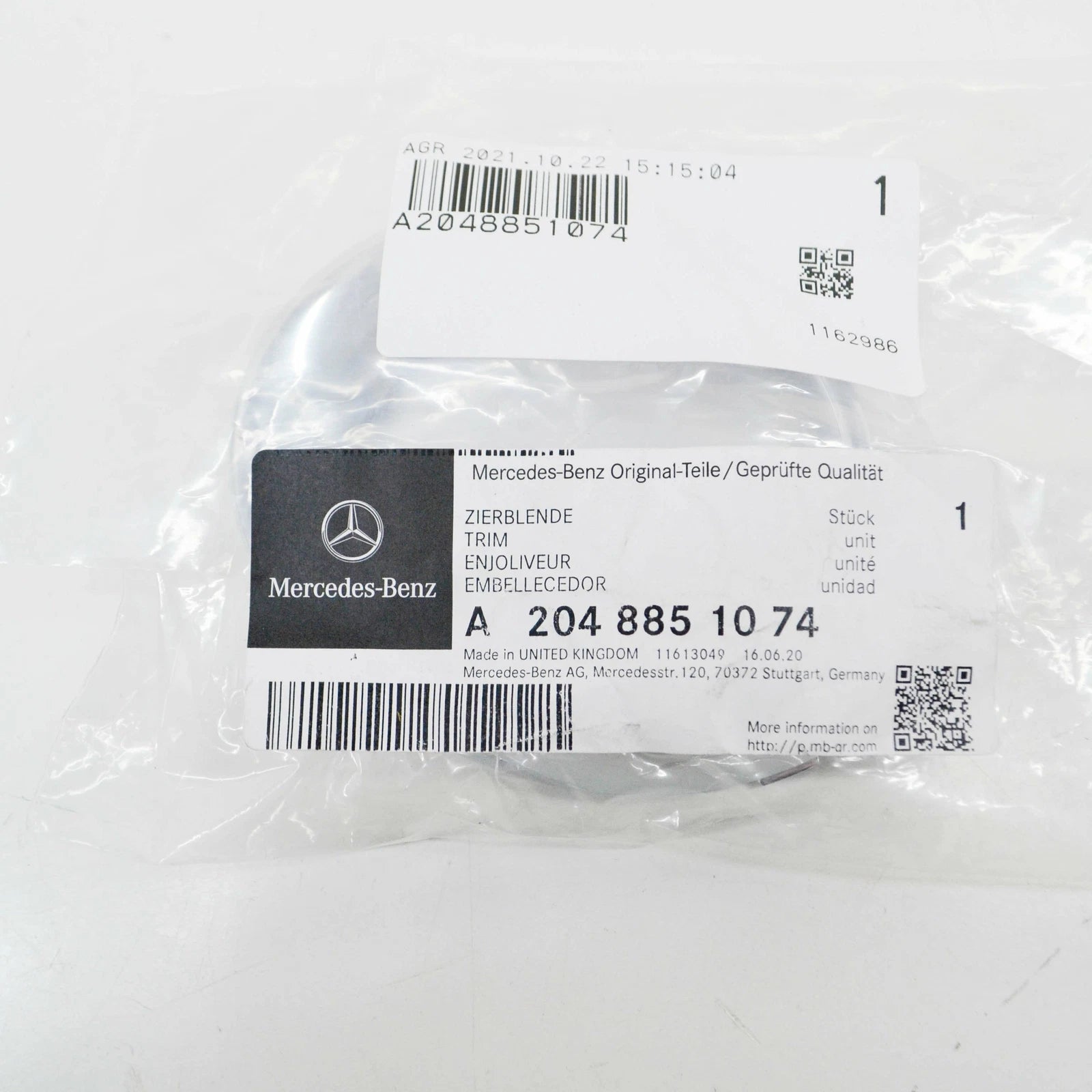 NEW MERCEDES GLK X204 BUMPER FOG GRILLE CHROME TRIM RIGHT A2048851074