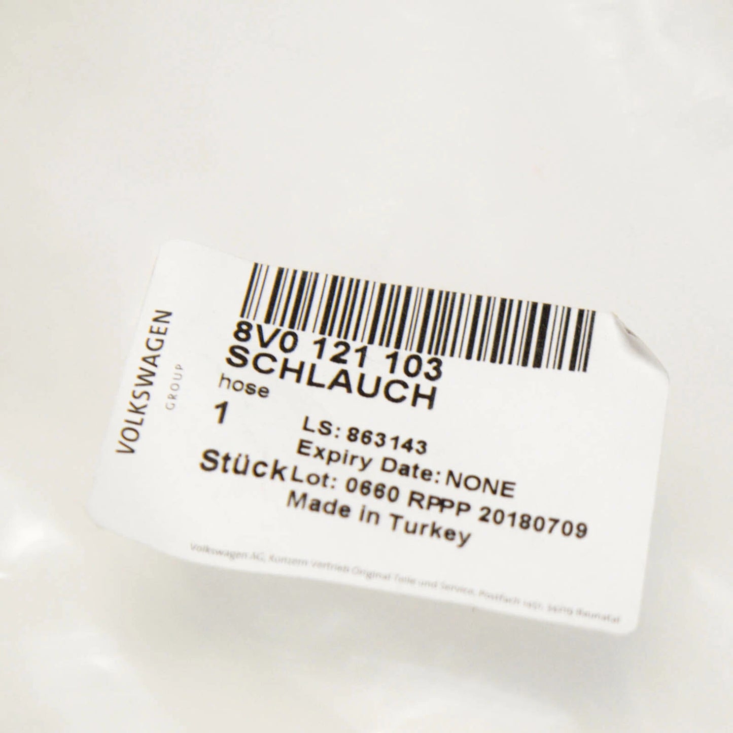 NEW AUDI RS3 8V LEFT OUTER COOLANT HOSE 8V0121103