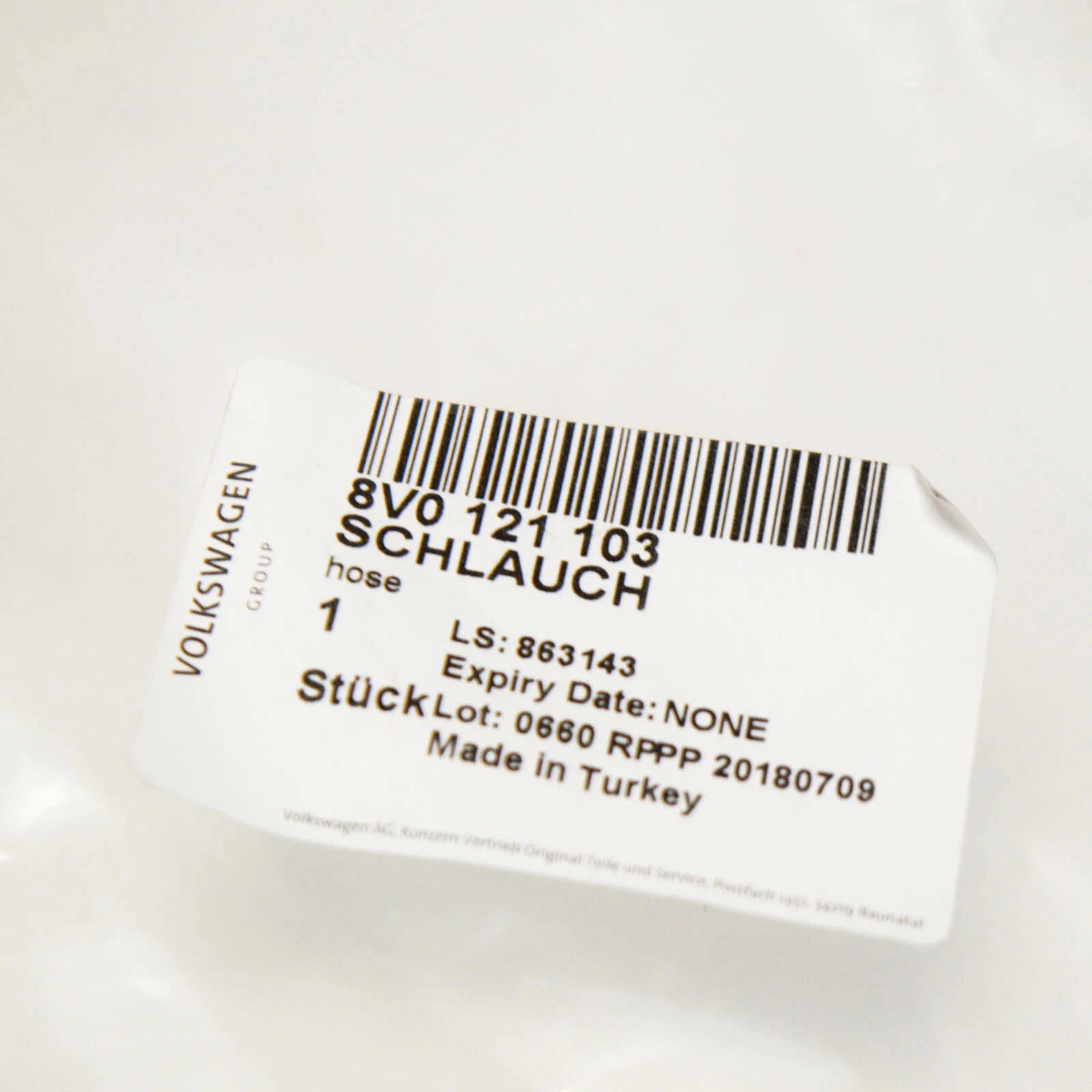 NEW AUDI RS3 8V LEFT OUTER COOLANT HOSE 8V0121103