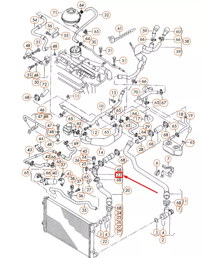 NEW VOLKSWAGEN BEETLE 9C COOLANT T-FLANGE DISTRIBUTOR 1C0121087B ORIGINAL