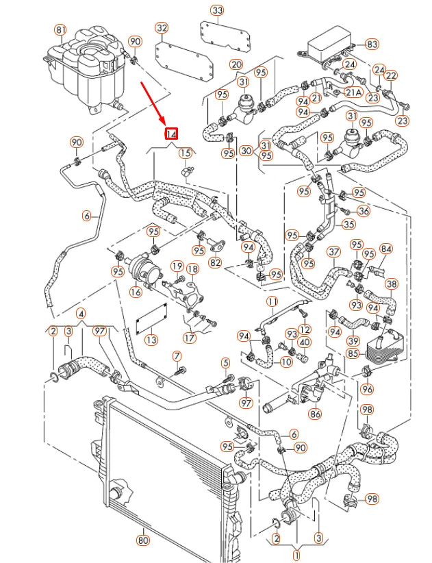 NEW VOLKSWAGEN TOUAREG 7P ENGINE COOLANT HOSE 7P6121156E ORIGINAL