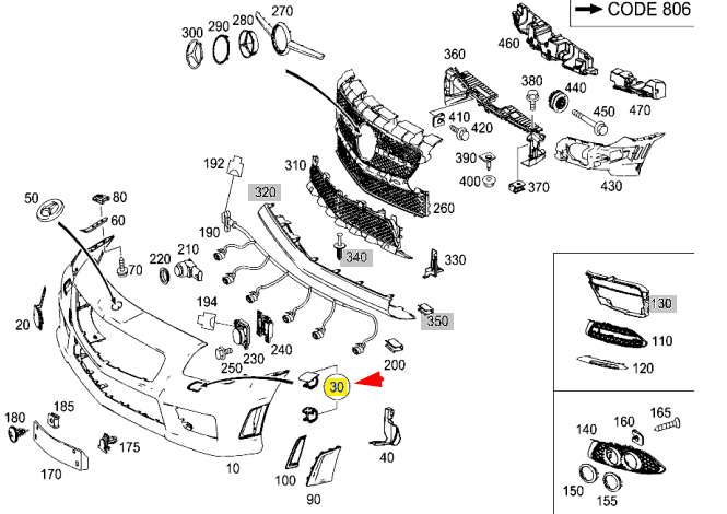 NEW MERCEDES-BENZ SLK R172 LEFT SIDE HEADLAMP WASHER COVER A17288000059999
