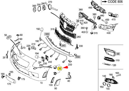 NEW MERCEDES-BENZ SLK R172 LEFT SIDE HEADLAMP WASHER COVER A17288000059999
