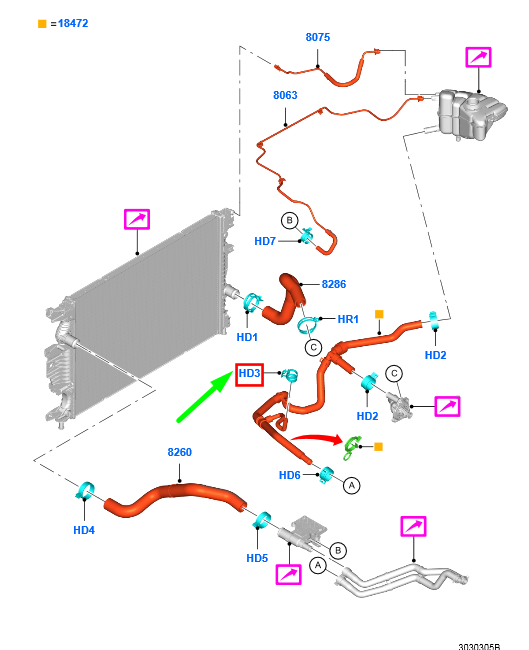 new ford mondeo mk5 cooling system hose clamp w527302-s444 4927358 original