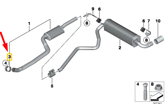 new bmw 1 f20 rear exhaust system muffler clamp 18308632361 8632361 original