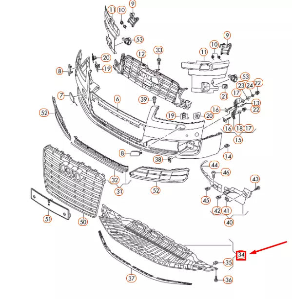 NEW AUDI A8 D4 FRONT BUMPER UNDERBODY CLOSING ELEMENT COVER 4H0807611B ORIGINAL