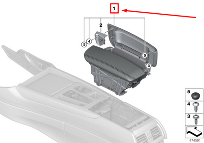 new bmw x6 f86 front middle leather armrest 51168062660 8062660 original