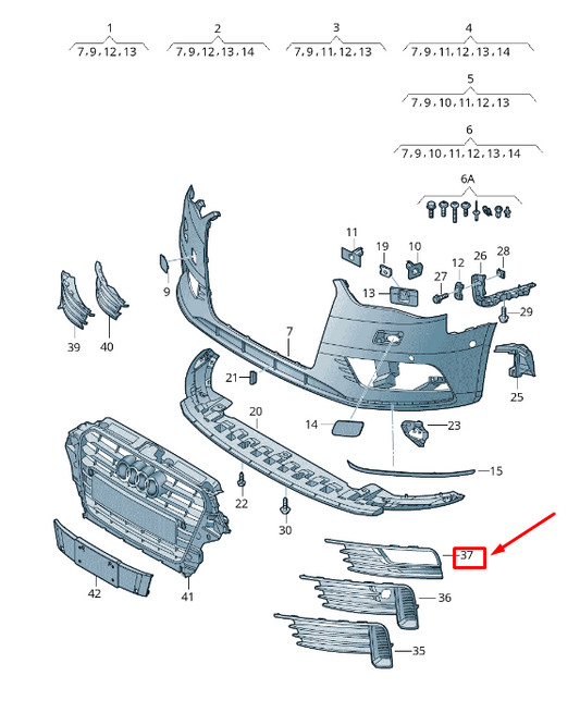 new audi a3 sportback 8v front left bumper grille 8v5807681abmt original