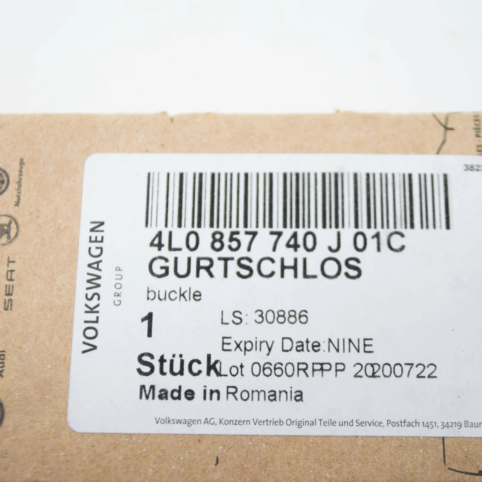 NEW AUDI Q7 4L REAR RIGHT OUTER SAFETY BELT LATCH 4L0857740J01C