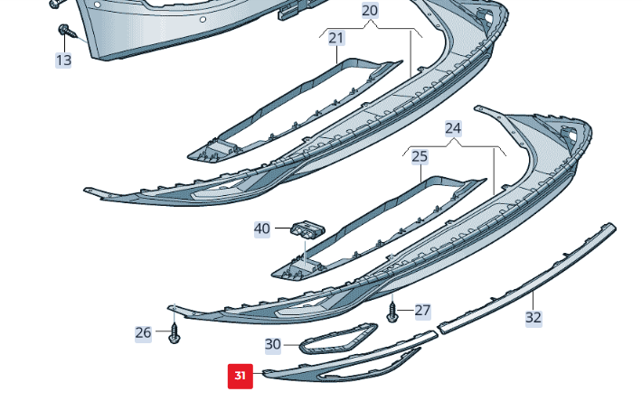 new audi q8 4mn rear bumper lower right trim 4m8807514t94 original