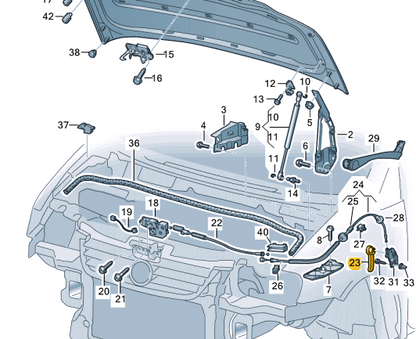 new volkswagen caddy 2k front bonnet release handle rhd 1j2823533cc81 original