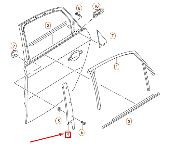 NEW AUDI Q5 8R REAR LEFT DOOR B-PILLAR TRIM 8R0839901M5FQ ORIGINAL