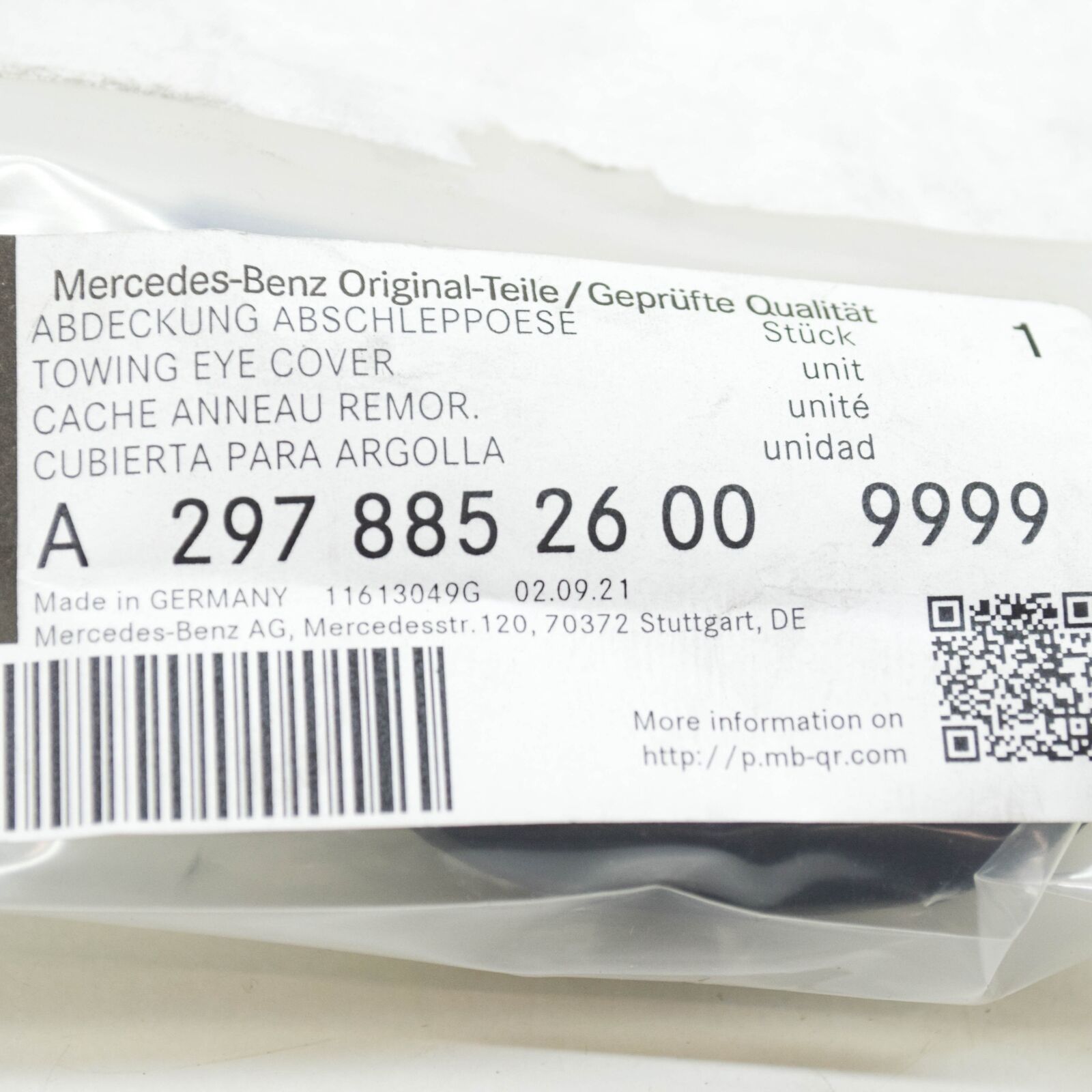 NEW MERCEDES-BENZ EQS V297 FRONT BUMPER TOW EYE COVER A29788526009999 ORIGINAL