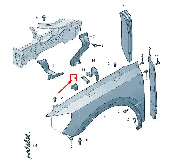 NEW AUDI Q3 F3 FRONT RIGHT UPPER FENDER DAMPING 83A864760A