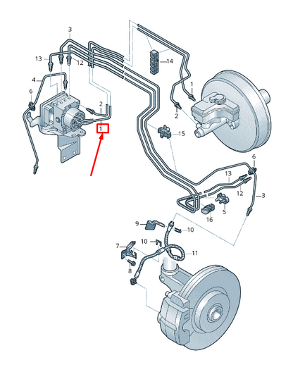 new skoda octavia 5e mk3 front brake line lhd 5q1614739a original